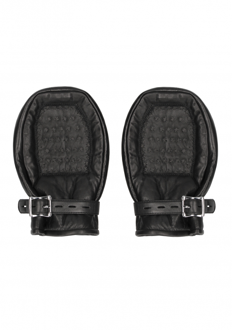 Bondage Mittens Padded With Metal Teeth - Black