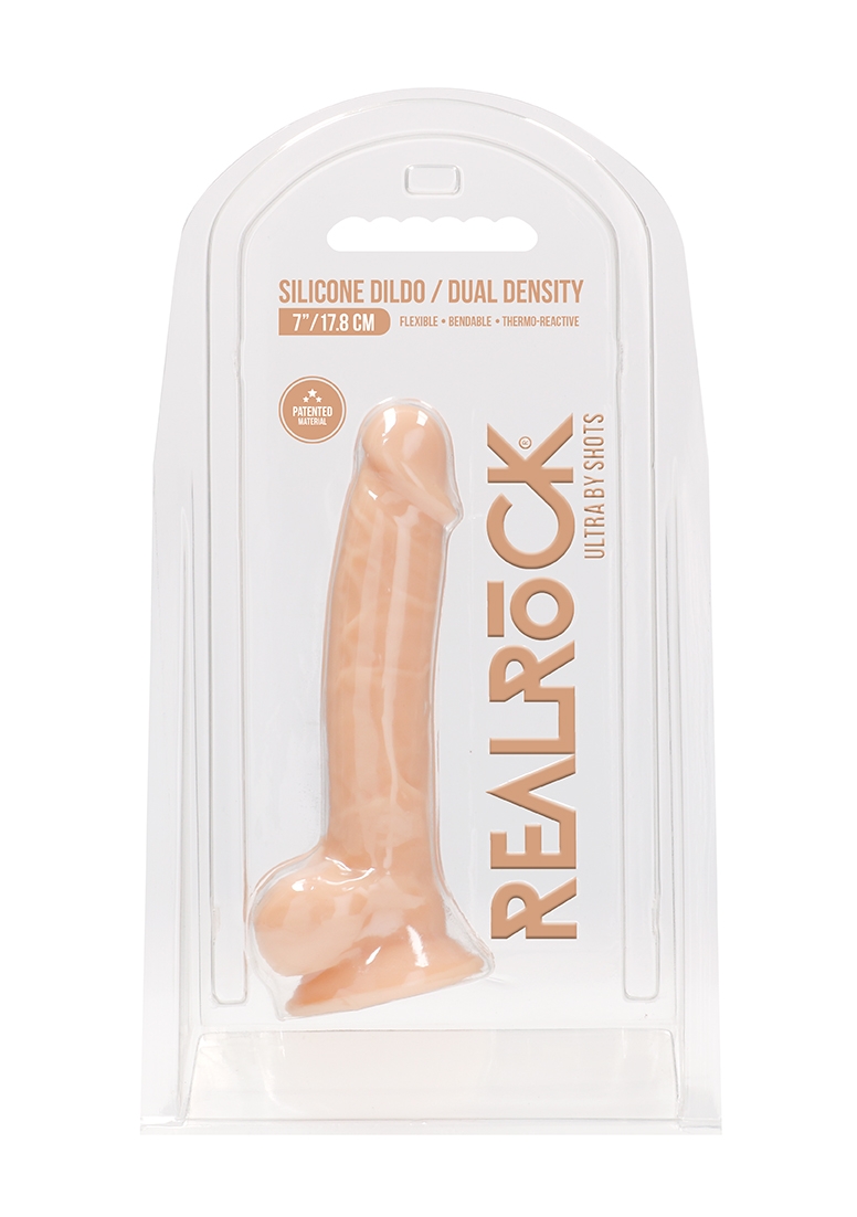 Silicone Dildo With Balls - Flesh - 17,8 cm afbeelding 2