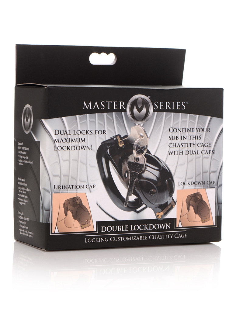 Double Lockdown Locking Customizable Chastity Cage - Black afbeelding 2