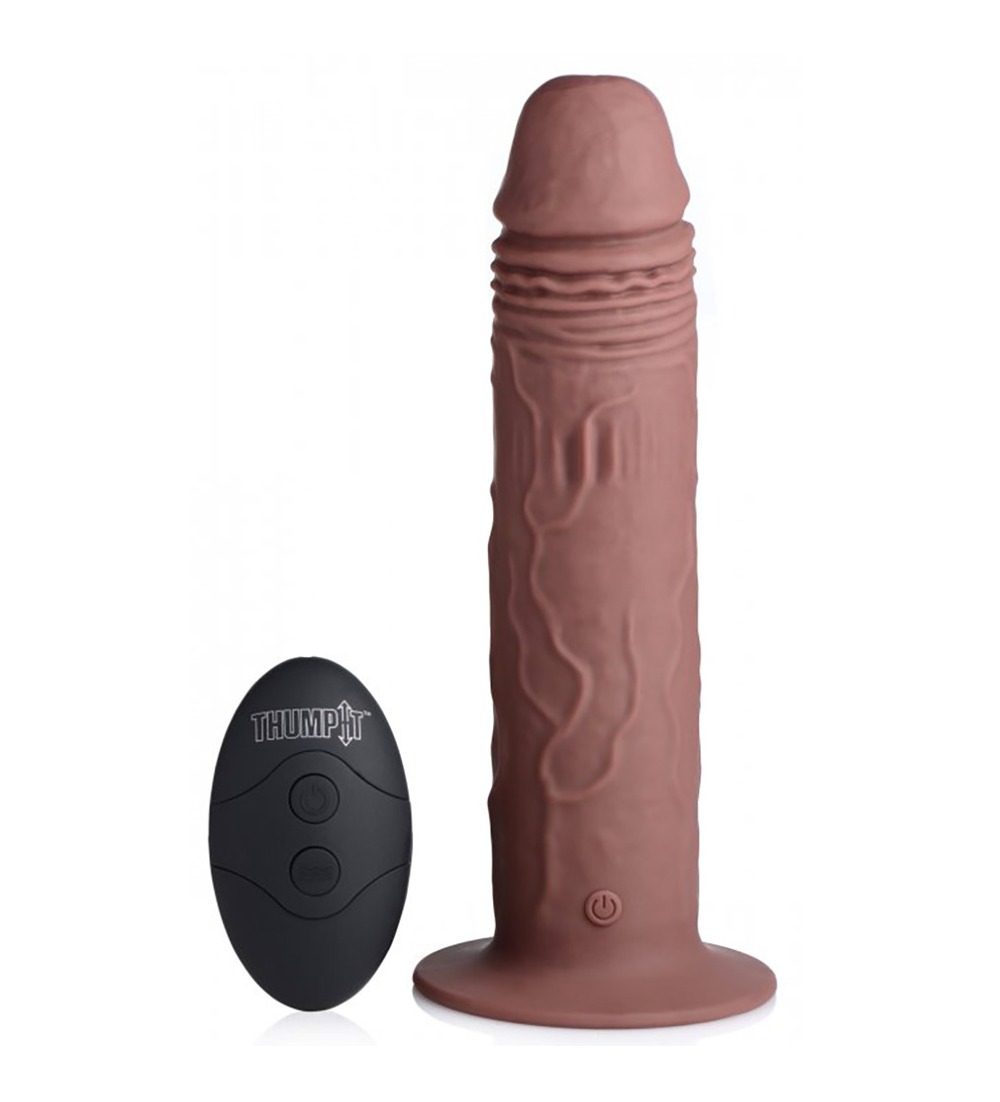 7X Remote Control Vibrating and Thumping Dildo - Dark afbeelding